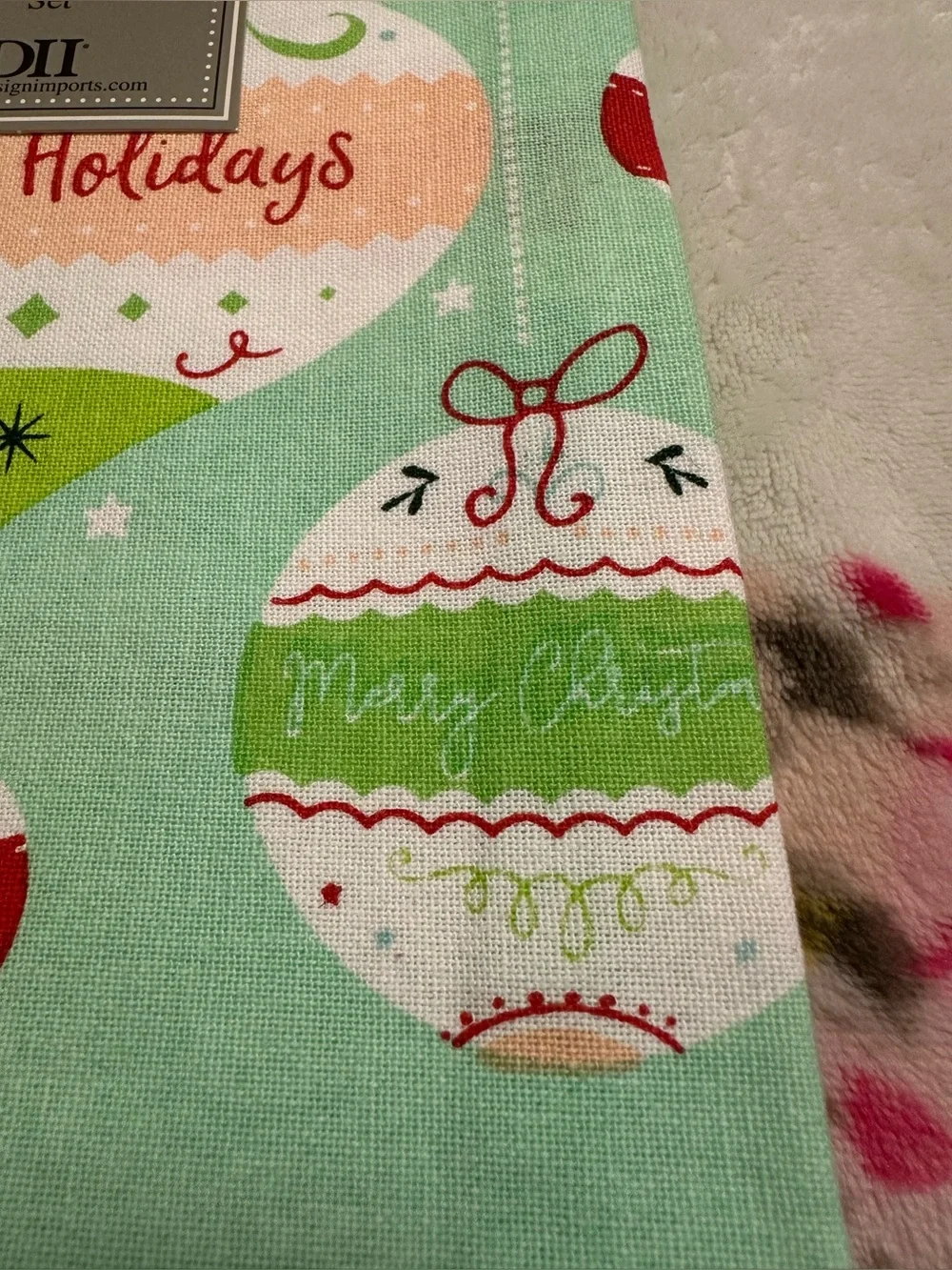 2-Piece Set. Happy Holidays Ornament Kitchen Towel - DII